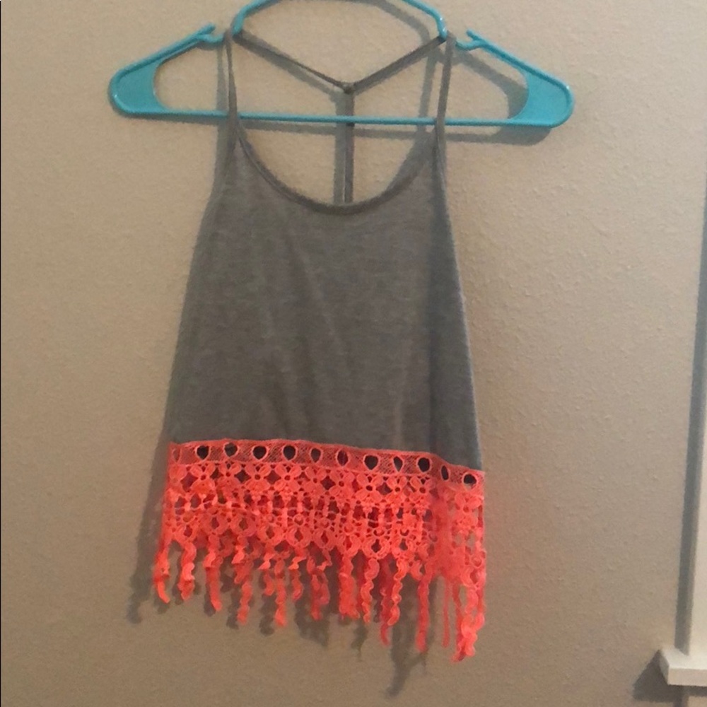 Hot pink and gray crop top